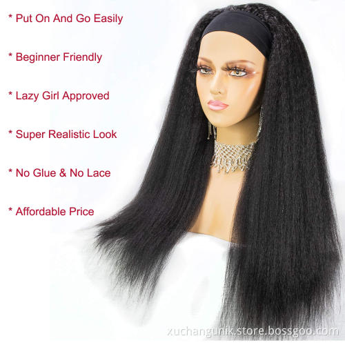 Uniky Unprocessed Brazilian Kinky Straight Human Hair Wig Yaki Style 150% 180% 13*4 13*6 HD Lace Frontal Wig Full And Thick